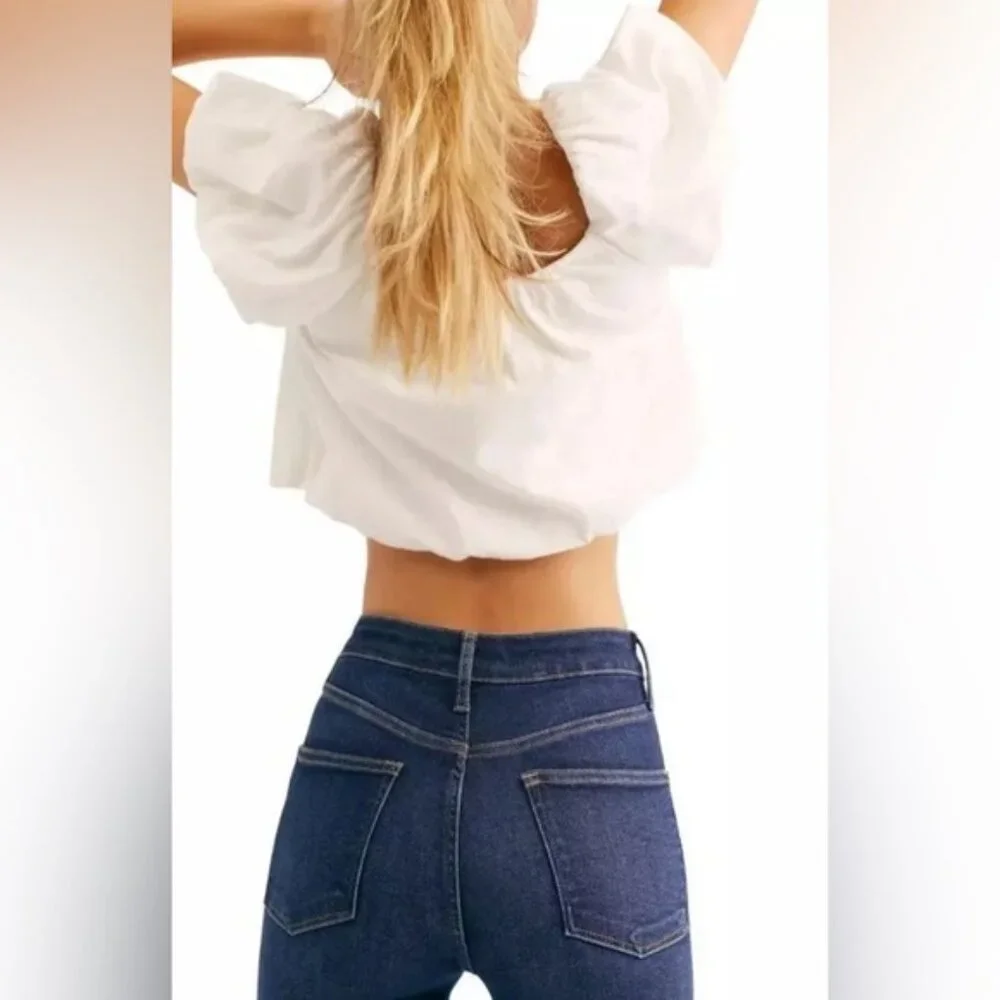NWT FREE PEOPLE High Waist‎ Crop Raw Hem Denim Jegging Deep Indigo Size 28 & 29